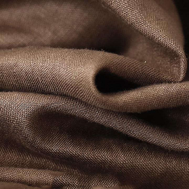 Buddha Stones Vintage Casual einfarbiges Midikleid aus Baumwolle mit Falten, Kordelzug, halben Ärmeln und Taschen - image 8