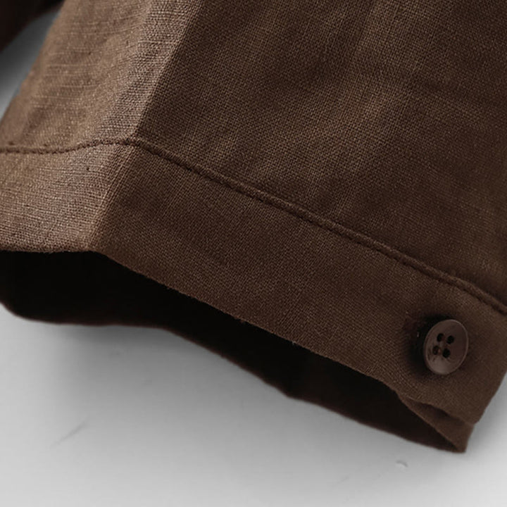 Buddha Stones Vintage Casual einfarbiges Midikleid aus Baumwolle mit Falten, Kordelzug, halben Ärmeln und Taschen - image 4