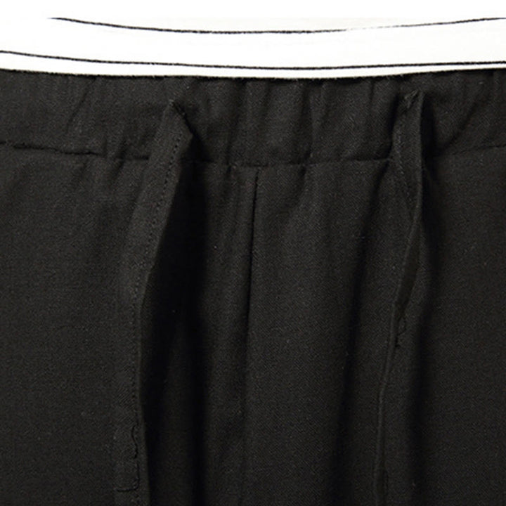 Buddha Stones Spring Plain Simple Patchwork Design Kordelzug Baumwolle Leinen Herren 7-8 Länge Weite Beinhose mit Taschen - image 22