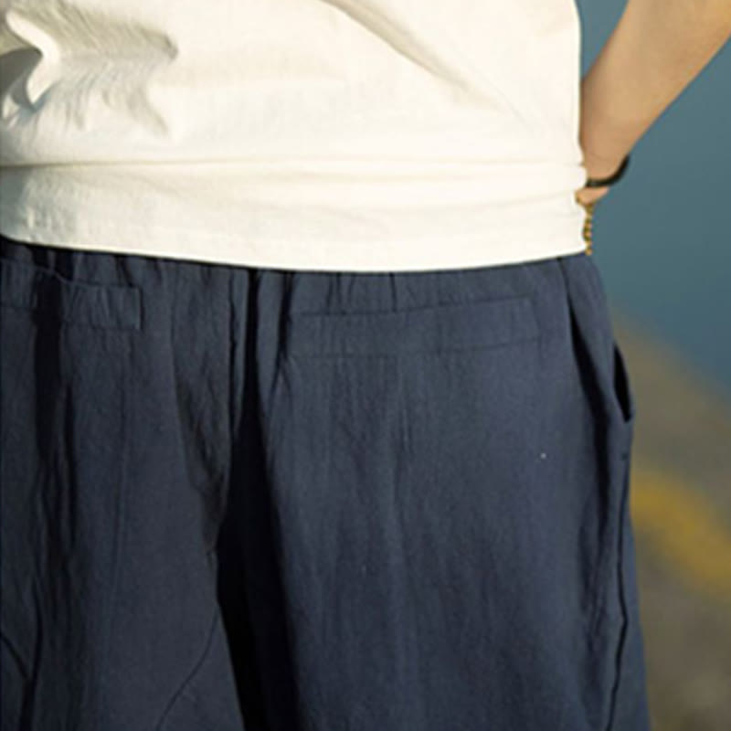 Buddha Stones Sommerhose, schlichtes Falten-Design, Kordelzug, Herren, Länge 7-8, mit Taschen - image 16