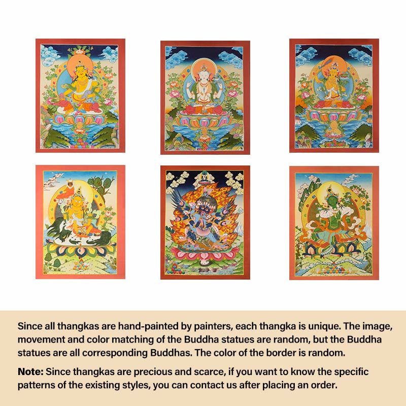 Buddha Stones, tibetisches Thangka-Gemälde, gelber Gott des Reichtums, grüne Tara, Avalokitesvara, handgefertigte Dekoration, Blindbox (zufälliger Stil)