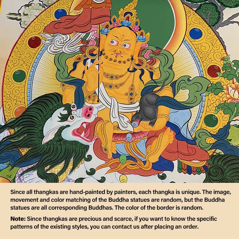 Buddha Stones, tibetisches Thangka-Gemälde, gelber Gott des Reichtums, grüne Tara, Avalokitesvara, handgefertigte Dekoration, Blindbox (zufälliger Stil) - 27,56 x 21,6 Zoll / 70 x 55 cm Gott des Reichtums (Zufälliger Thangka-Stil, bitte kontaktieren Sie den Kundenservice, um die verfügbaren Stile anzuzeigen) - image 3