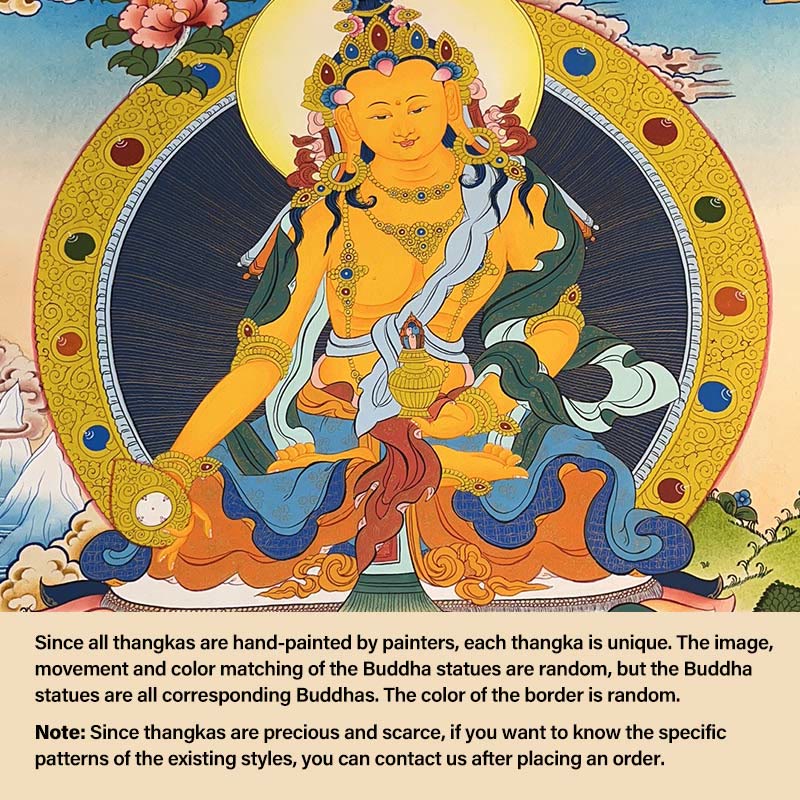 Buddha Stones, tibetisches Thangka-Gemälde, gelber Gott des Reichtums, grüne Tara, Avalokitesvara, handgefertigte Dekoration, Blindbox (zufälliger Stil) - 27,56 x 21,6 Zoll / 70 x 55 cm Buddha der Langlebigkeit (Zufälliger Thangka-Stil, bitte kontaktieren Sie den Kundenservice, um die verfügbaren Stile anzuzeigen) - image 16