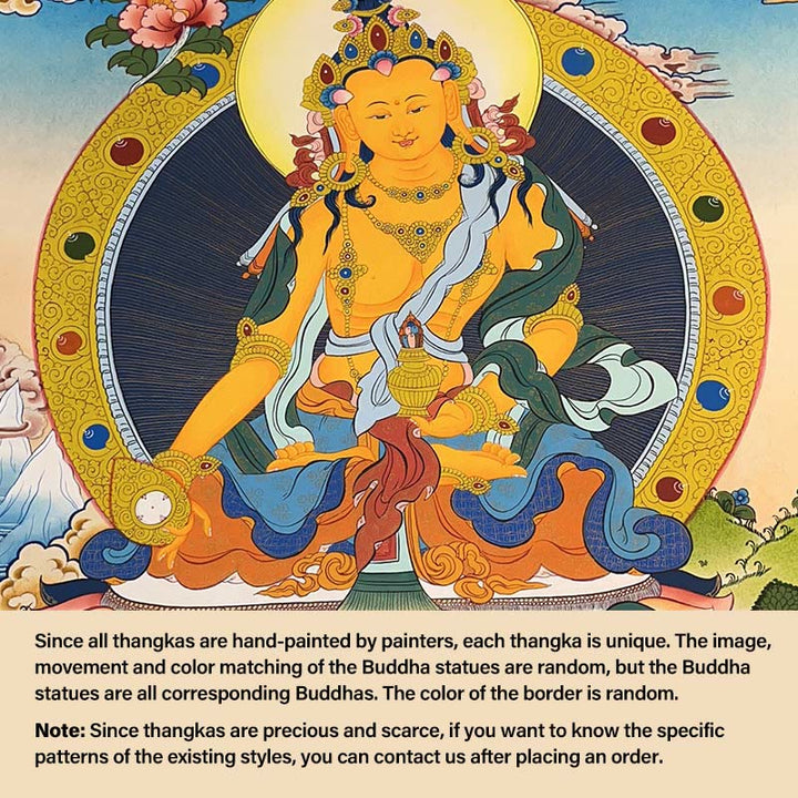 Buddha Stones, tibetisches Thangka-Gemälde, gelber Gott des Reichtums, grüne Tara, Avalokitesvara, handgefertigte Dekoration, Blindbox (zufälliger Stil)