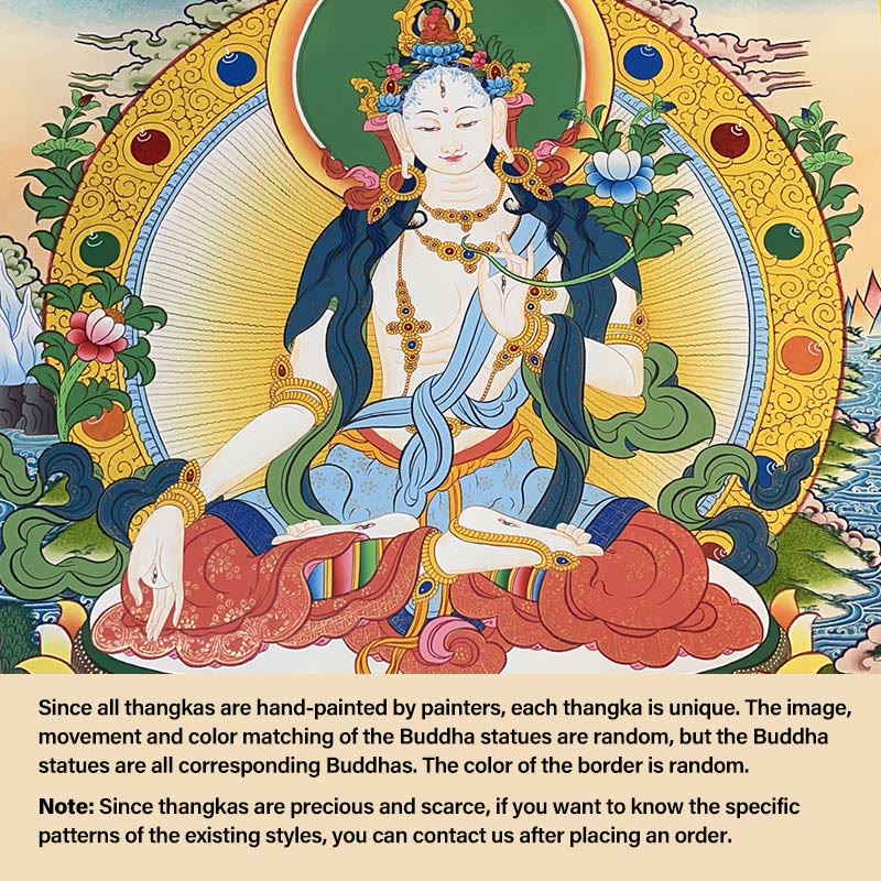 Buddha Stones, tibetisches Thangka-Gemälde, gelber Gott des Reichtums, grüne Tara, Avalokitesvara, handgefertigte Dekoration, Blindbox (zufälliger Stil)