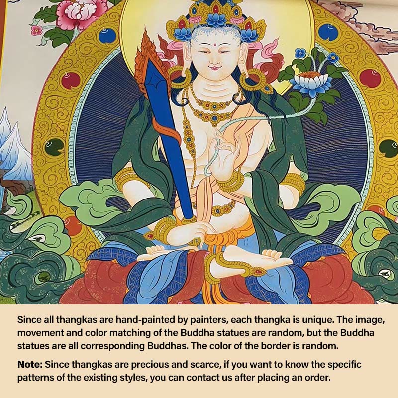 Buddha Stones, tibetisches Thangka-Gemälde, gelber Gott des Reichtums, grüne Tara, Avalokitesvara, handgefertigte Dekoration, Blindbox (zufälliger Stil)