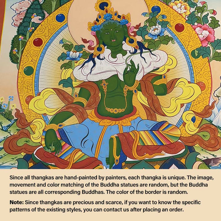 Buddha Stones, tibetisches Thangka-Gemälde, gelber Gott des Reichtums, grüne Tara, Avalokitesvara, handgefertigte Dekoration, Blindbox (zufälliger Stil)