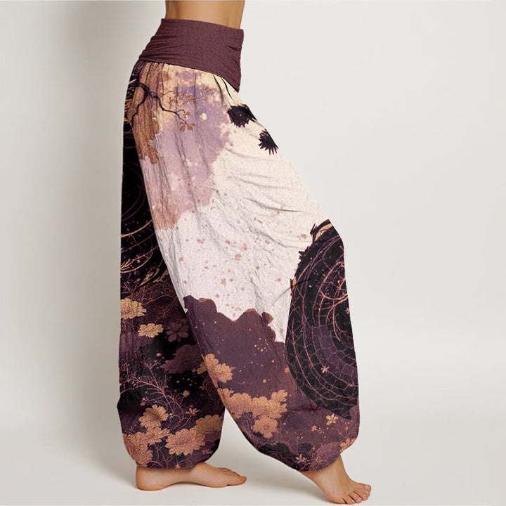 Lässige Haremshose mit Buddha Stones und Drachen-Muster, antikes Baummuster, elastische Taille für Damen - image 6