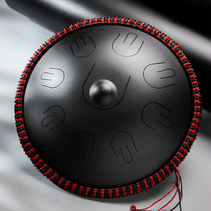 Buddha Stones Stahlzungentrommel Klangheilung Yoga Meditationsset 9 Noten 15 Zoll Handpan Instrument - Schwarz, 15 Zoll - image 0