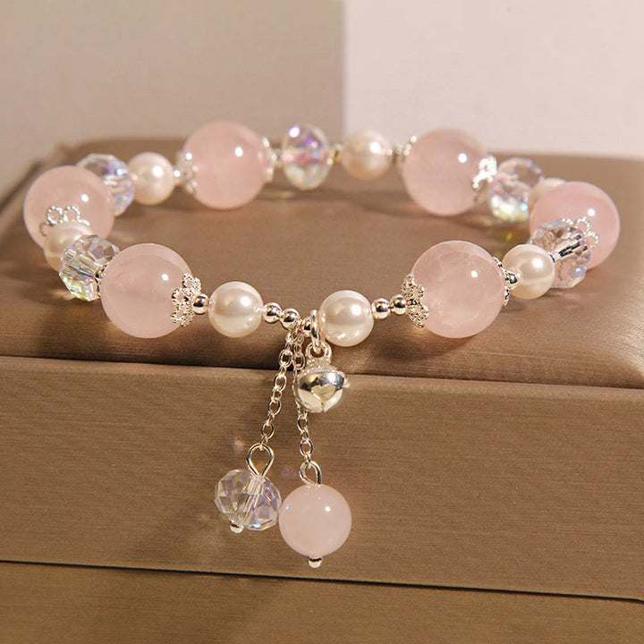 Buddha Stones Armband zur Selbstakzeptanz mit natürlichen rosa Kristallperlen