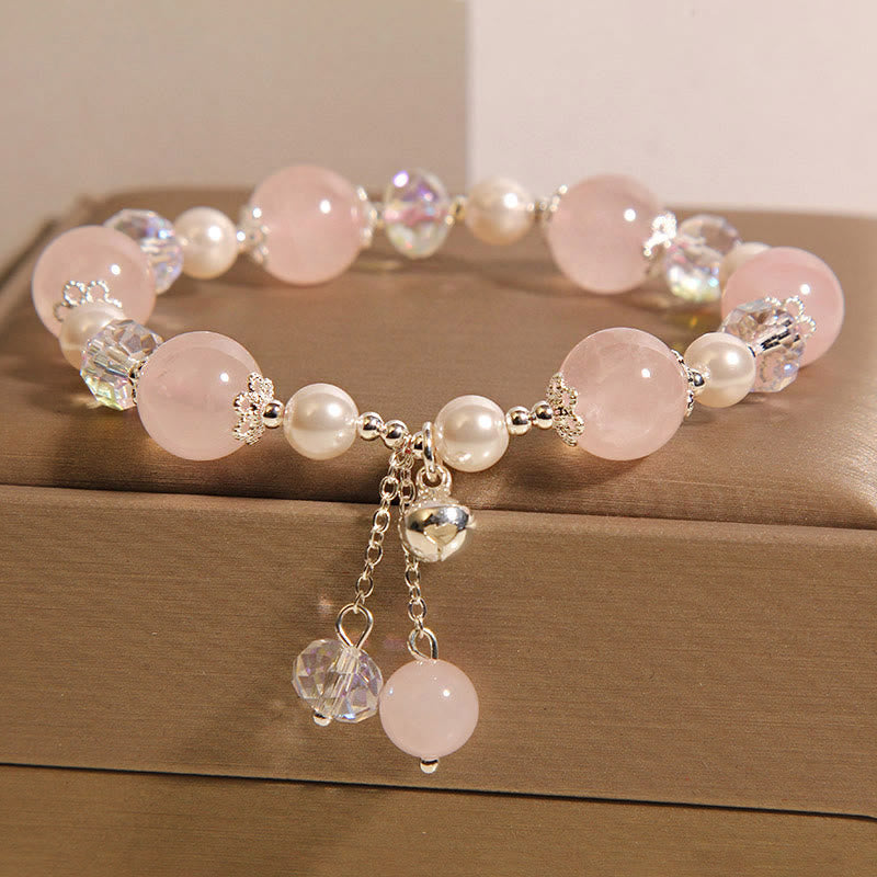 Buddha Stones Armband zur Selbstakzeptanz mit natürlichen rosa Kristallperlen - Rosa Kristall (Handgelenkumfang 14-16 cm) - image 0
