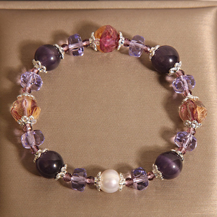 Buddha Stones Natürliches Amethyst-Perlenkristall-Positivarmband