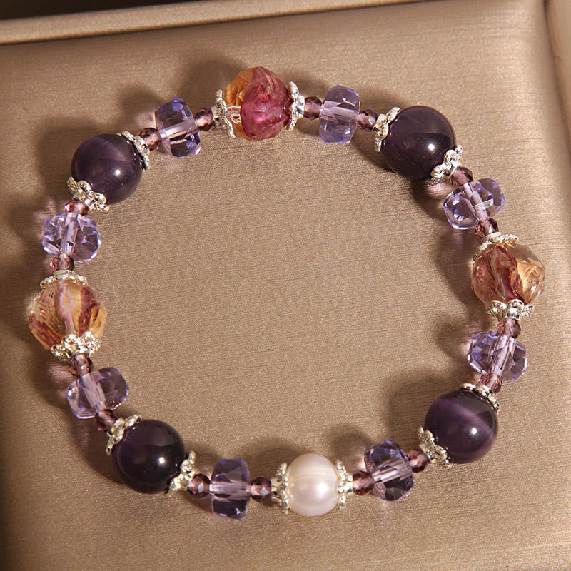 Buddha Stones Natürliches Amethyst-Perlenkristall-Positivarmband