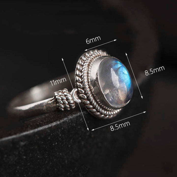 Buddha Stones 925 Sterling Silber Natürlicher Mondstein Positiver Ring