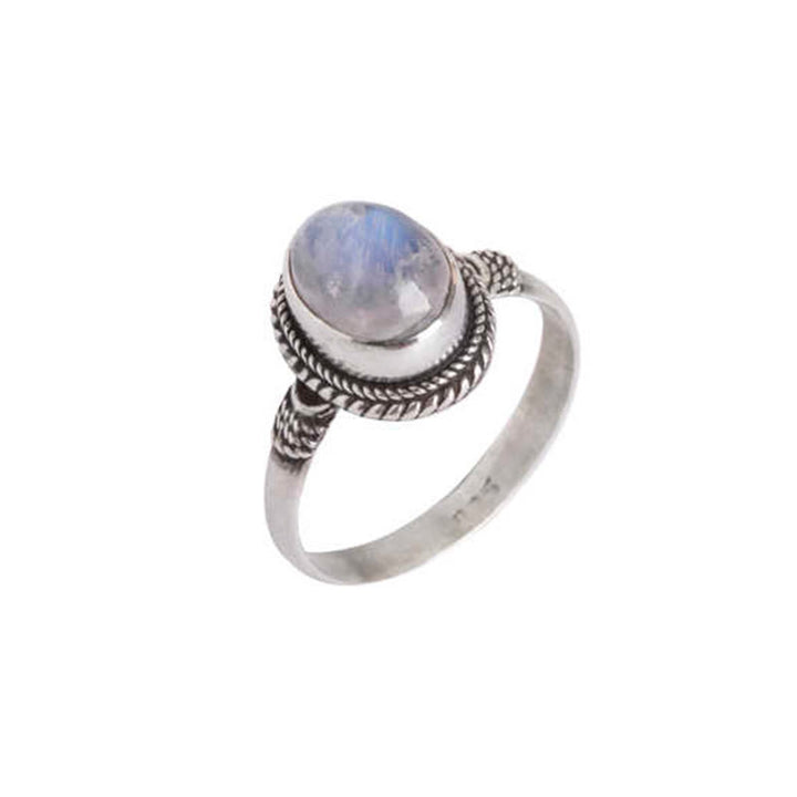 Buddha Stones 925 Sterling Silber Natürlicher Mondstein Positiver Ring