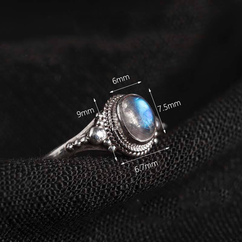 Buddha Stones 925 Sterling Silber Natürlicher Mondstein Positiver Ring