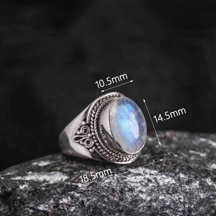 Buddha Stones 925 Sterling Silber Handgefertigter natürlicher Mondstein Heilung Verstellbarer Ring