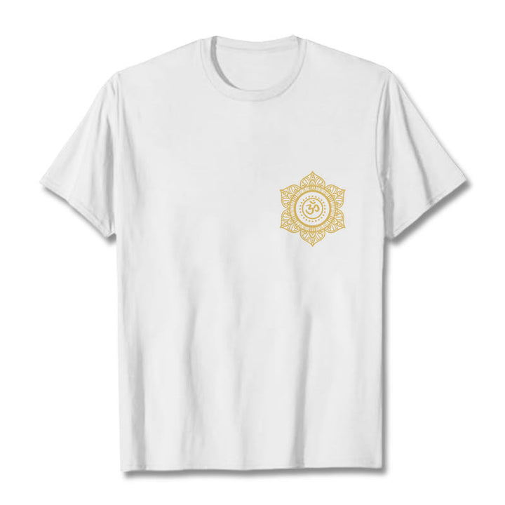 Buddha Stones ​​Goldene Mandala OM Muster T T-shirt - Weiß - 2XL - image 8