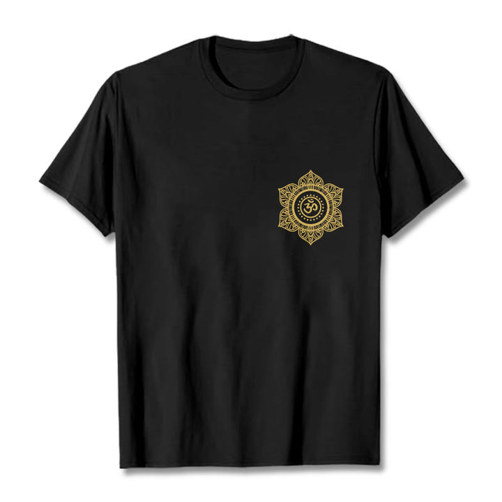Buddha Stones ​​Goldene Mandala OM Muster T T-shirt - Schwarz - 2XL - image 3