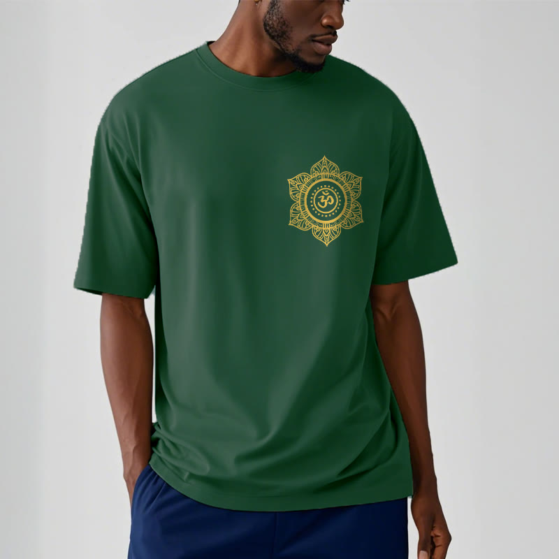 Buddha Stones ​​Goldene Mandala OM Muster T T-shirt - image 1