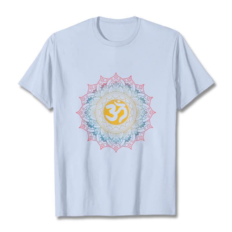 Buddha Stones ​​Farbverlauf Mandala OM Muster T-Shirt - Hellcyan - 2XL - image 18