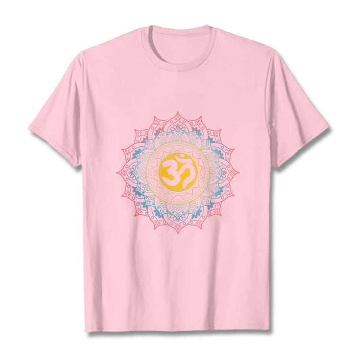 Buddha Stones ​​Farbverlauf Mandala OM Muster T-Shirt - Hellrosa - 2XL - image 12
