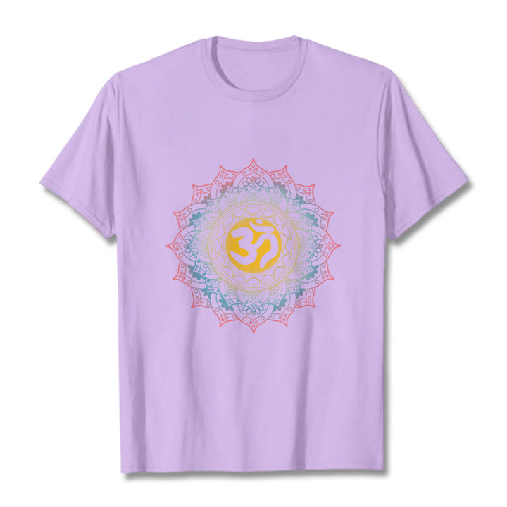 Buddha Stones ​​Farbverlauf Mandala OM Muster T-Shirt - Pflaume - 2XL - image 16
