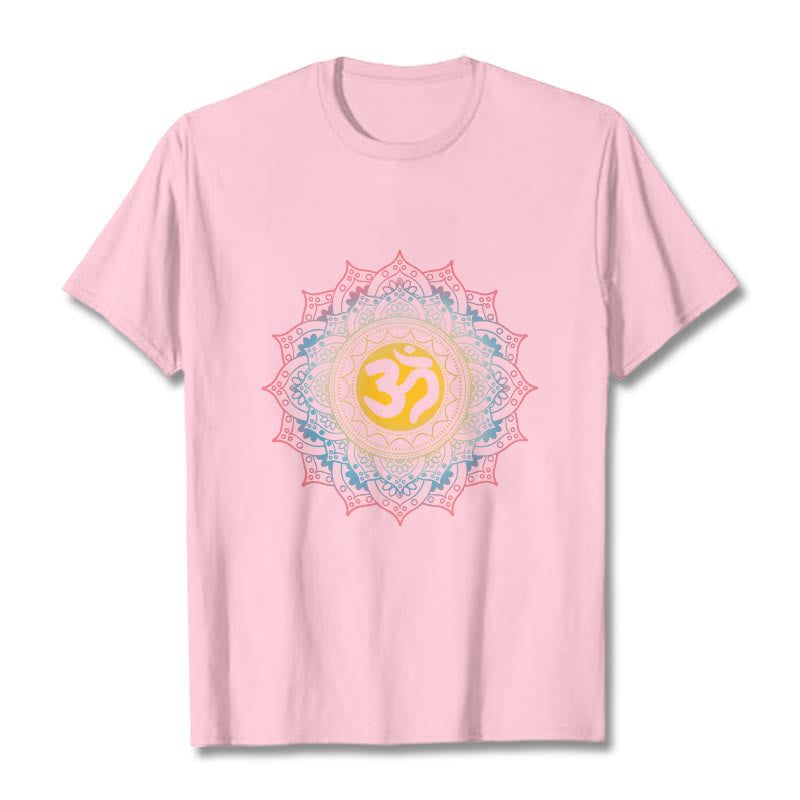 Buddha Stones ​​Farbverlauf Mandala OM Muster T-Shirt - Hellrosa - 2XL - image 13