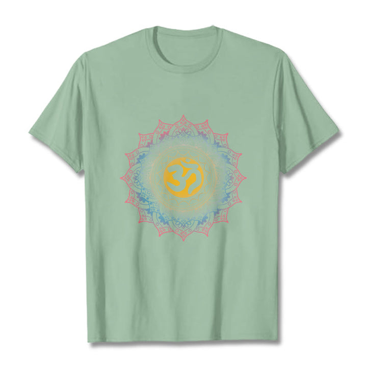 Buddha Stones ​​Farbverlauf Mandala OM Muster T-Shirt - Blassgrün - 2XL - image 15