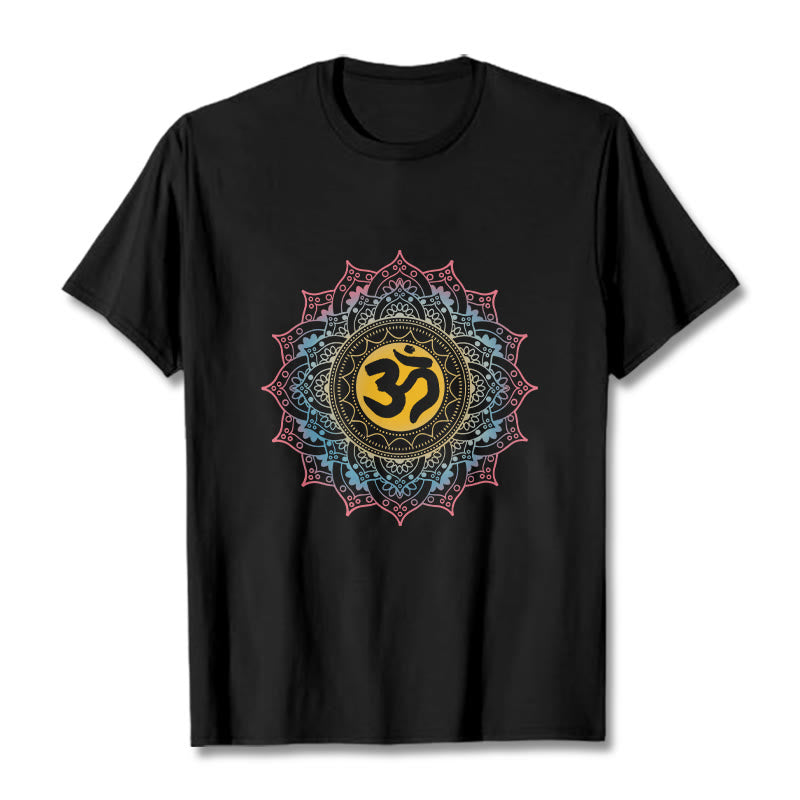 Buddha Stones ​​Farbverlauf Mandala OM Muster T-Shirt - Schwarz - 2XL - image 0
