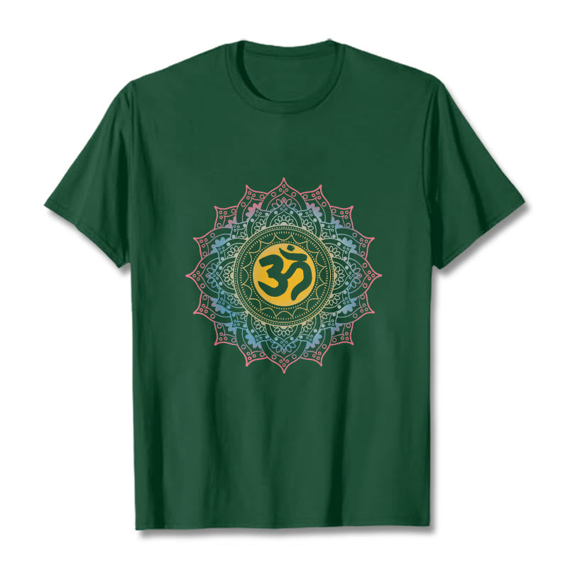 Buddha Stones ​​Farbverlauf Mandala OM Muster T-Shirt - WaldGrün - 2XL - image 11