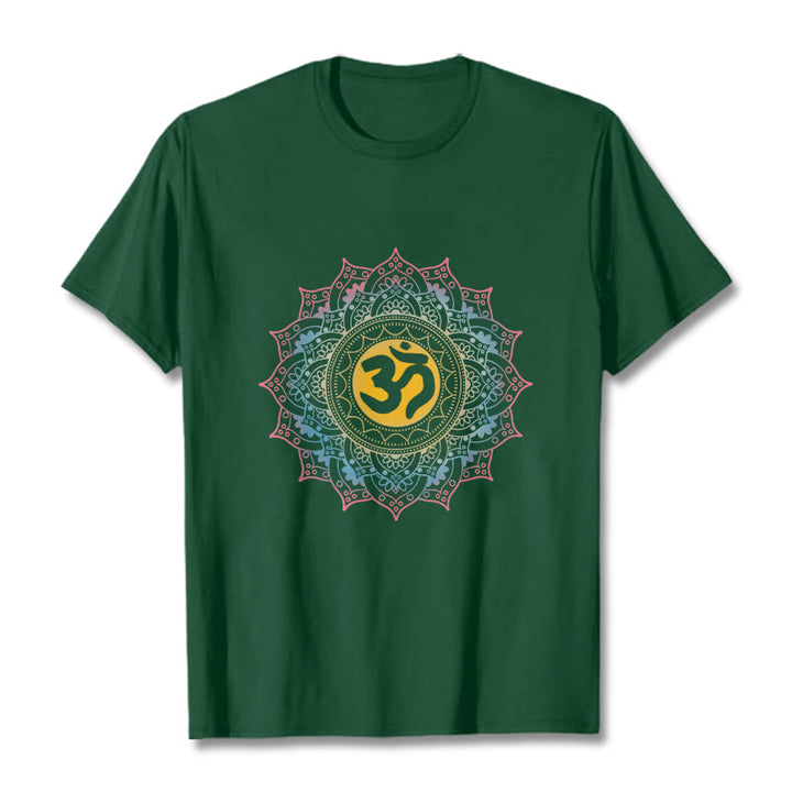 Buddha Stones ​​Farbverlauf Mandala OM Muster T-Shirt - WaldGrün - 2XL - image 11