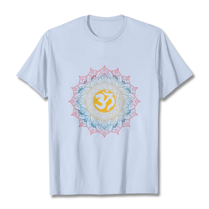 Buddha Stones ​​Farbverlauf Mandala OM Muster T-Shirt - HellCyan - 2XL - image 19