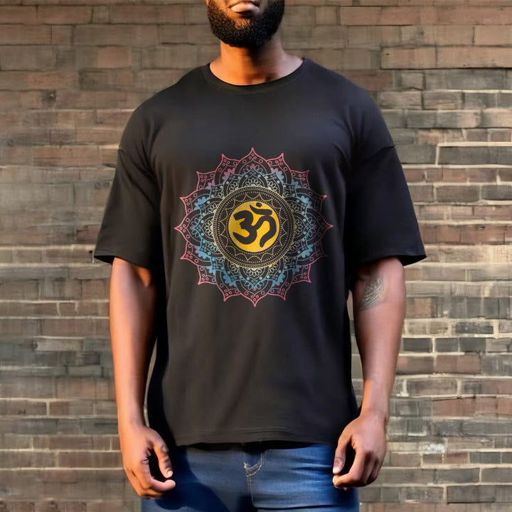 Buddha Stones ​​Farbverlauf Mandala OM Muster T-Shirt - image 4