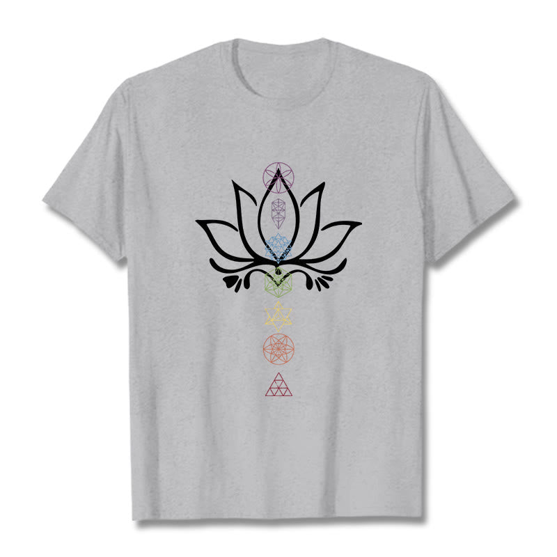 Buddha Stones ​​Lotus Heilige Geometrie T-Shirt - Hellgrau - 2XL - image 20