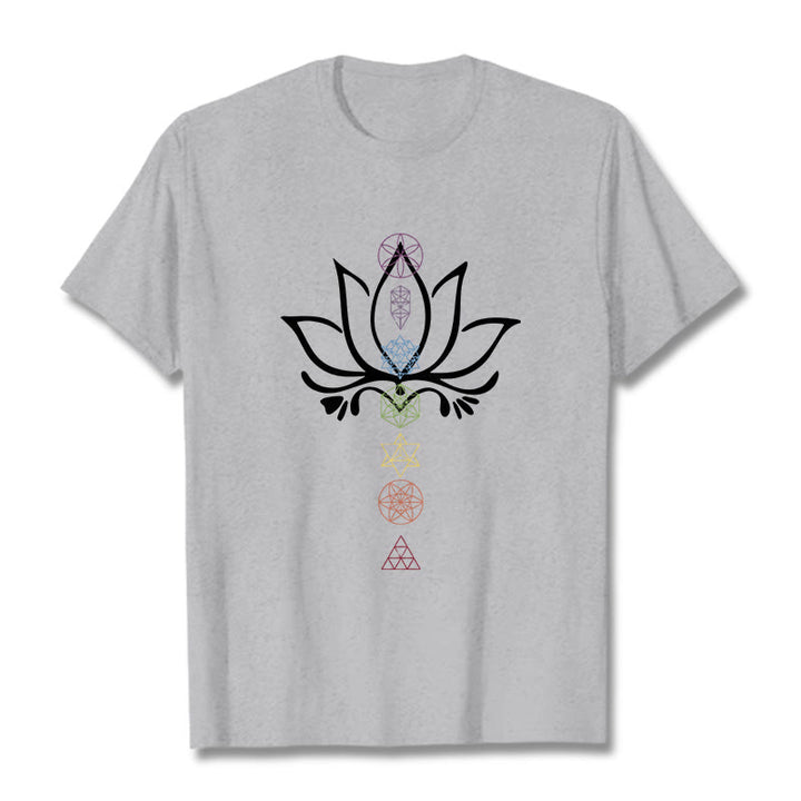 Buddha Stones ​​Lotus Heilige Geometrie T-Shirt - Hellgrau - 2XL - image 20
