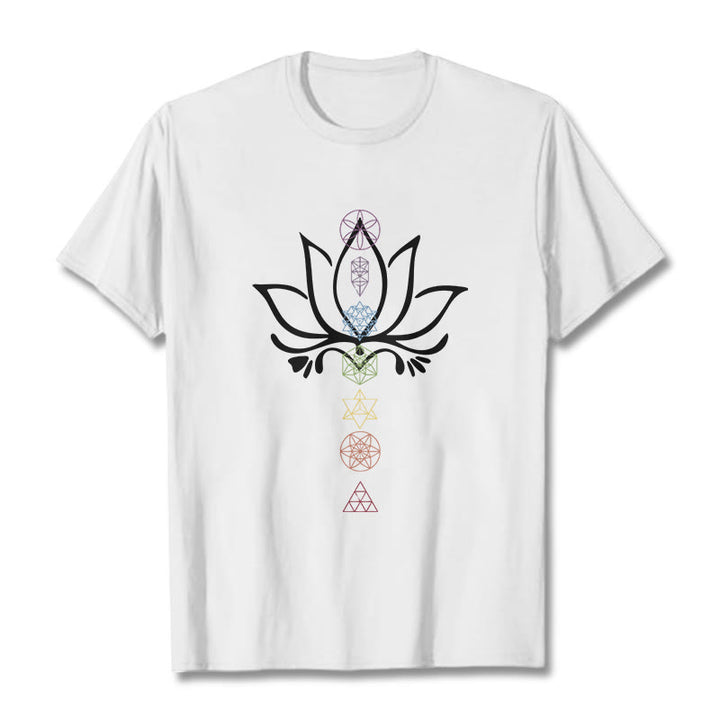 Buddha Stones ​​Lotus Heilige Geometrie T-Shirt - Weiß - 2XL - image 5