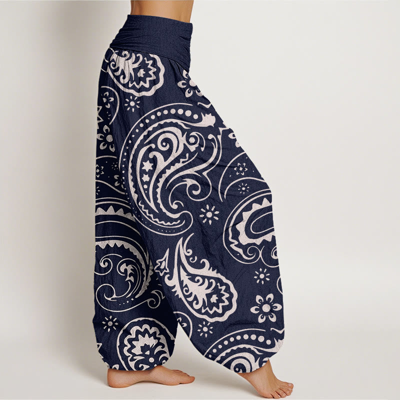 Buddha Stones Lässige, elegante Haremshose mit Paisley-Blumenmuster für Damen, elastische Taille - image 6