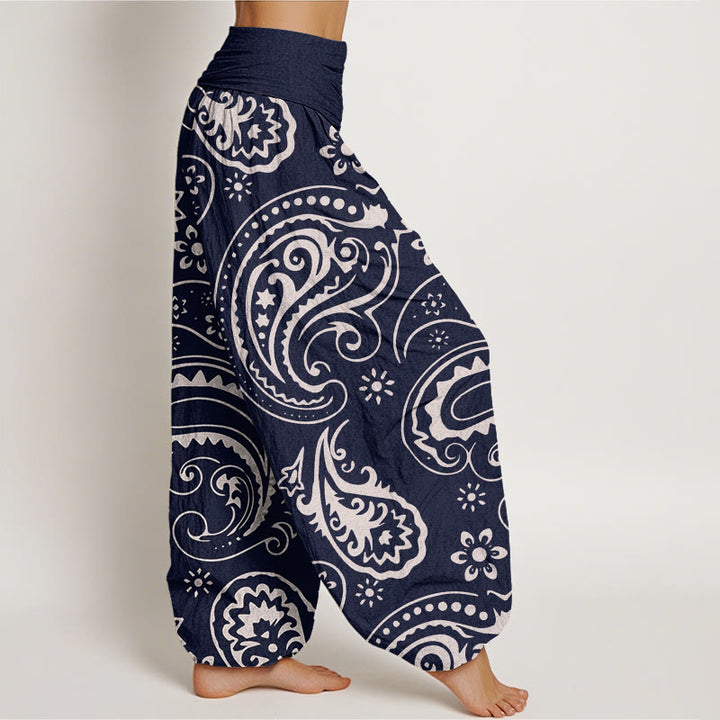 Buddha Stones Lässige, elegante Haremshose mit Paisley-Blumenmuster für Damen, elastische Taille - image 6