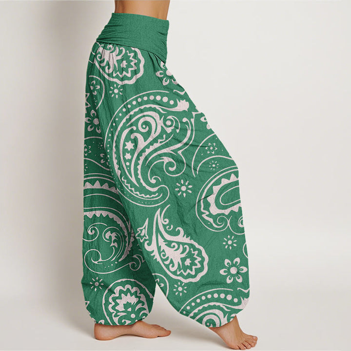 Buddha Stones Lässige, elegante Haremshose mit Paisley-Blumenmuster für Damen, elastische Taille - image 9