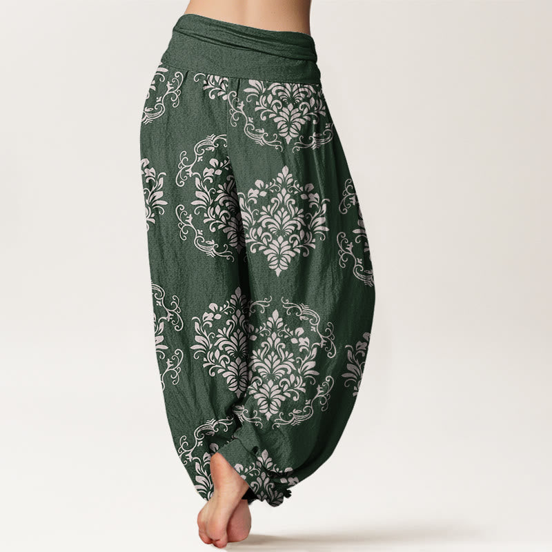 Buddha Stones Lässige, symmetrische Haremshose mit Blumenmotiven für Damen mit elastischer Taille - image 3