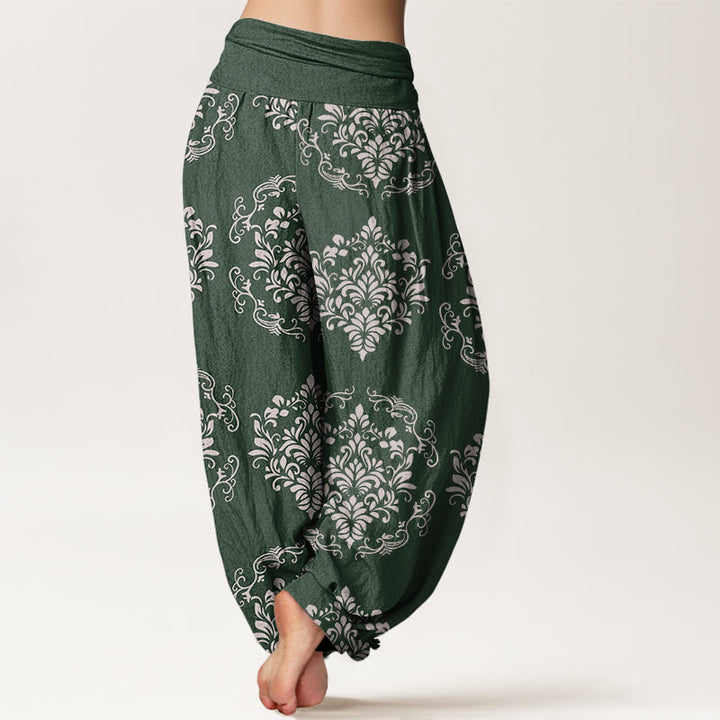 Buddha Stones Lässige, symmetrische Haremshose mit Blumenmotiven für Damen mit elastischer Taille - image 3