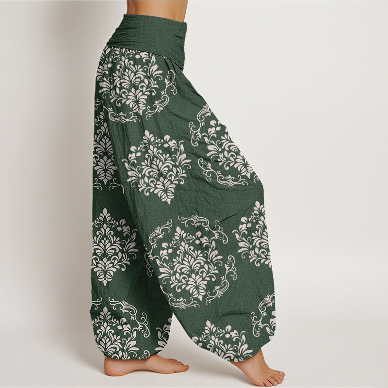 Buddha Stones Lässige, symmetrische Haremshose mit Blumenmotiven für Damen mit elastischer Taille - image 2