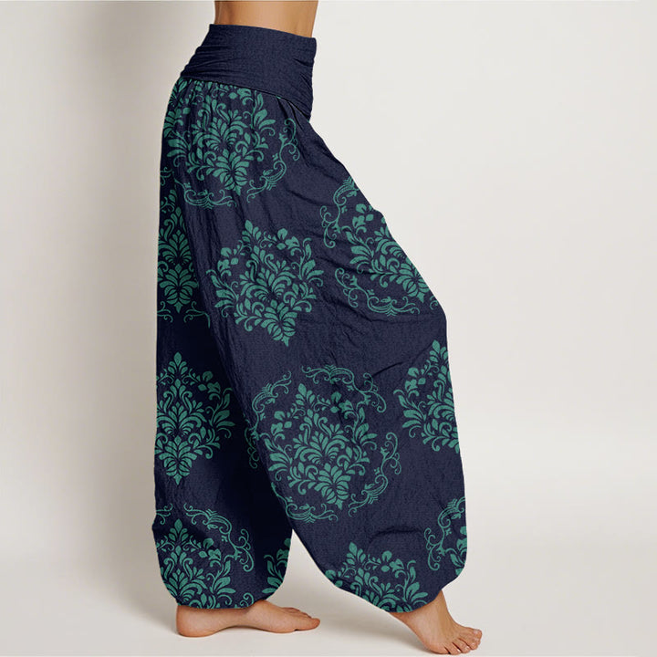 Buddha Stones Lässige, symmetrische Haremshose mit Blumenmotiven für Damen mit elastischer Taille - image 6
