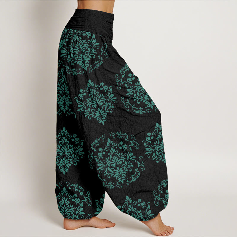Buddha Stones Lässige, symmetrische Haremshose mit Blumenmotiven für Damen mit elastischer Taille - image 10