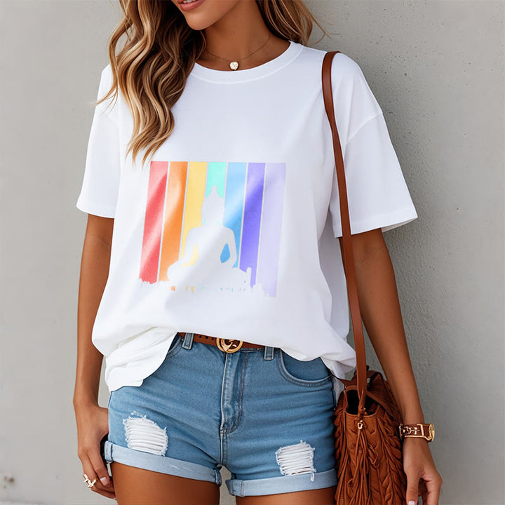 Buddha Stones ​​Meditation Buddha Regenbogen T T-shirt - image 8