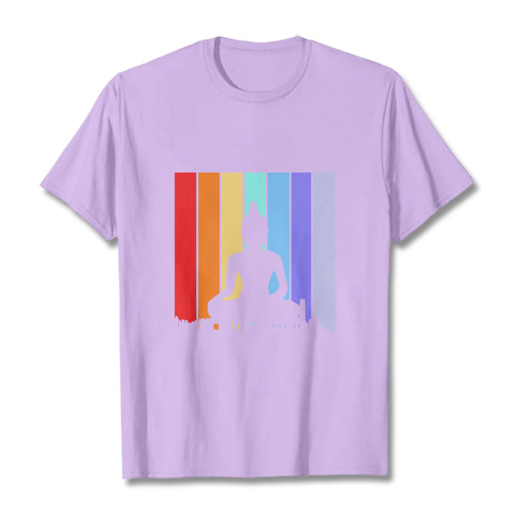 Buddha Stones ​​Meditation Buddha Regenbogen T T-shirt - Pflaume - 2XL - image 17
