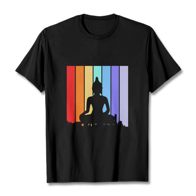 Buddha Stones ​​Meditation Buddha Regenbogen T T-shirt - Schwarz - 2XL - image 1