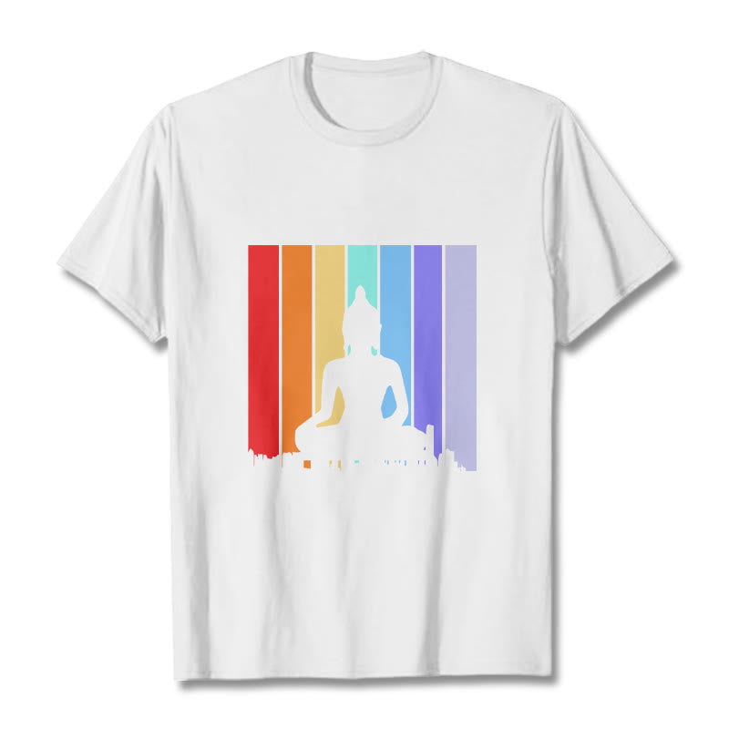 Buddha Stones ​​Meditation Buddha Regenbogen T T-shirt - Weiß - 2XL - image 5