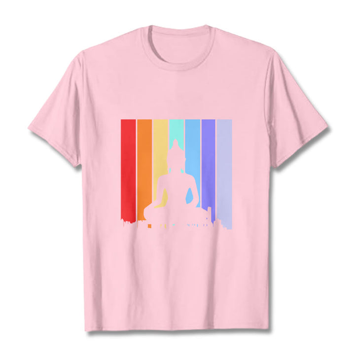 Buddha Stones ​​Meditation Buddha Regenbogen T T-shirt - Hellrosa - 2XL - image 13